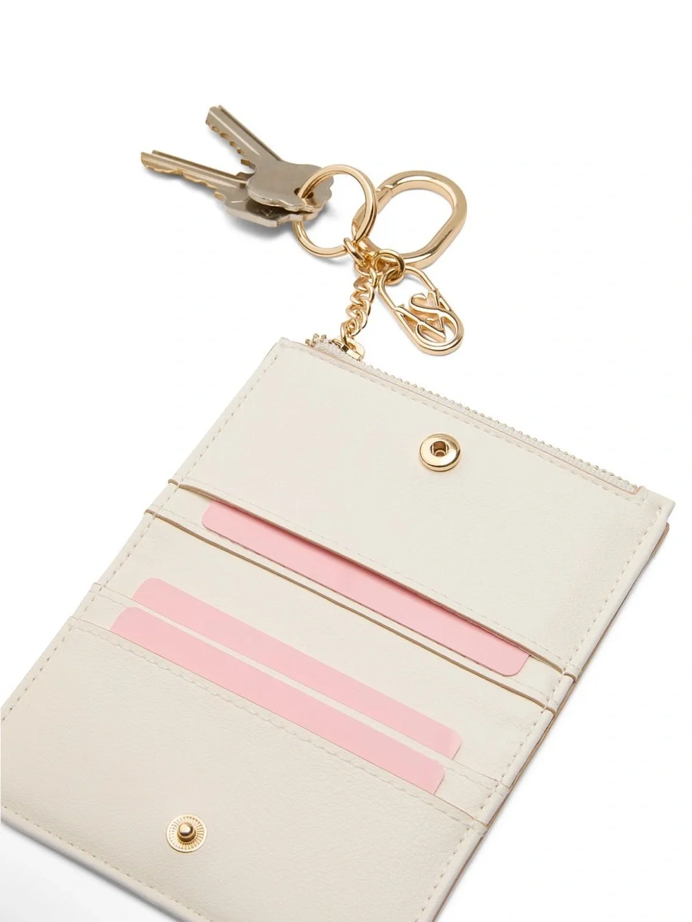 Victoria’s Secret Quilted Cardholder ID Window with Gold Keychain white NWT - Picture 5 of 12